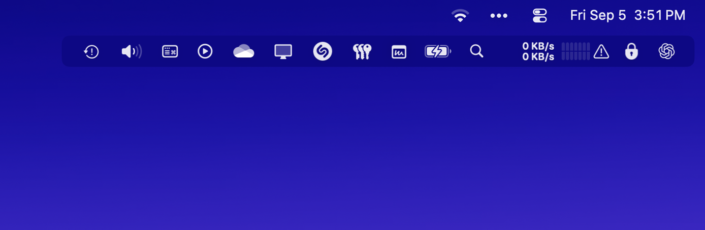 Menu bar controls — Bartender 6